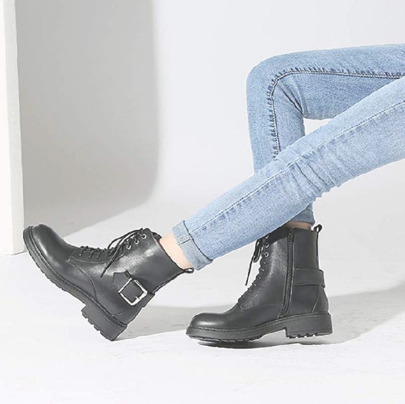 1 LEFT! Classic Matte Punk Rock Combat Booties - Picture 5 of 6